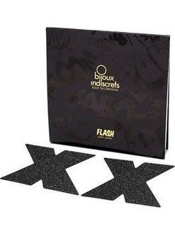 BIJOUX - INDISCRETS FLASH CROSS BLACK NIPPLE CAPS
