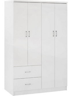 HomeMarkt Τετράφυλλη Ντουλάπα Ρούχων Λευκή 120x42.5x180.5cm HM339.05