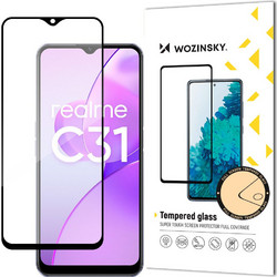 Wozinsky super tough Full Glue Full Glue Full Screen Tempered Glass with Case Friendly Realme C31 Black Frame
