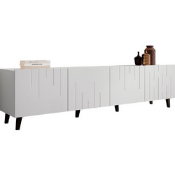 PoliHome Έπιπλο Τηλεόρασης Ξύλινο Λευκό Μ200xΠ42xΥ52cm Bari 162581609