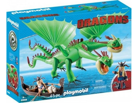 Playmobil Dragons Ο Πέτρας & η Πέτρα με τον Δικέφαλο Δράκο Ρέψιμο & Αναγούλα για 4+ Ετών 9458