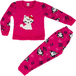 Cat κοριτσίστικη fleece πυτζάμα φούξια W23