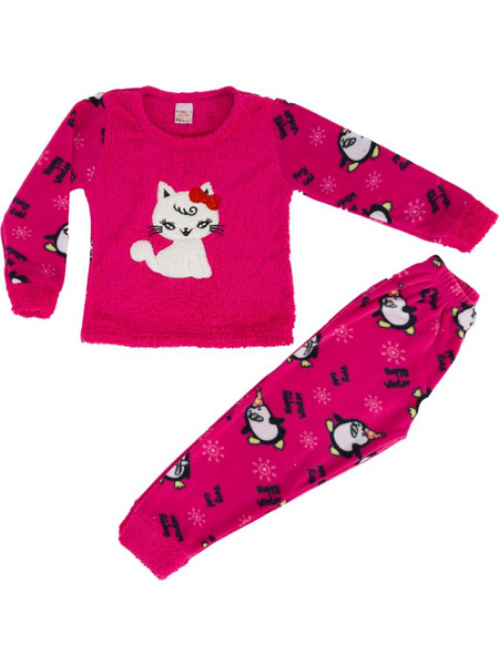 Cat κοριτσίστικη fleece πυτζάμα φούξια W23
