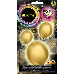 Illooms Confetti Φωτεινά Μπαλόνια σε Χρυσό 5Pack (LLM19000)