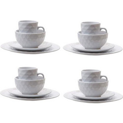 Artekko Dinnerware Λευκό Κεραμικό Σερβίτσιο Φαγητού (27x27x2)cm 16pcs 2137-CREA-DS