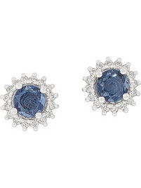 Million Diamonds Γυναικεία Σκουλαρίκια Καρφωτά από Λευκόχρυσο 18K με Διαμάντι & Ζαφείρι SK17418