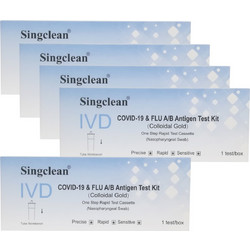 Singclean Medical Τεστ Ανίχνευσης Αντιγόνων Covid-19 & Γρίπης A/B 5τμχ