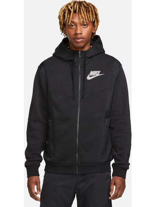 Nike Sportswear Hybrid Ανδρική Ζακέτα Fleece με Κουκούλα και Φερμουάρ Μαύρη DO7228-010