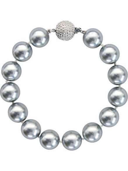 Βραχιόλι με 925 ασημένιο κούμπωμα και γκρι Shell Pearl 12mm - M120896G