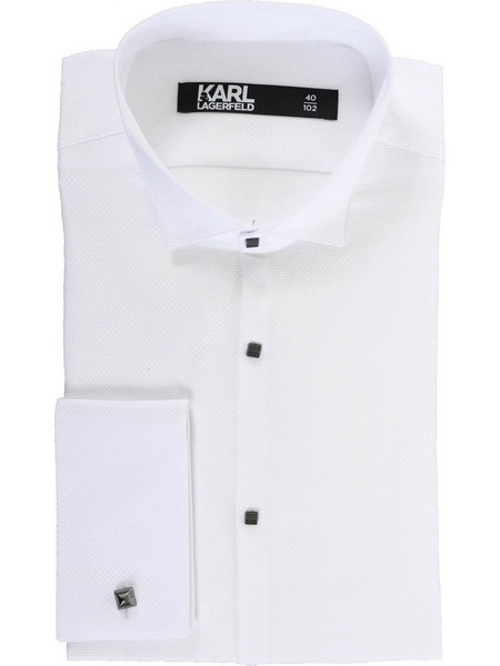 Karl Lagerfeld Ανδρικό Πουκάμισο Βαμβακερό Μακρυμάνικο Κανονική Γραμμή Λευκό 605006-532624-10