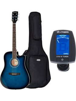 Harley Benton D120CE Transparent Blue Bundle