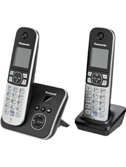 Panasonic KX-TG6822 Ασύρματο Τηλέφωνο Σετ Duo με Ανοιχτή Ακρόαση Μαύρο