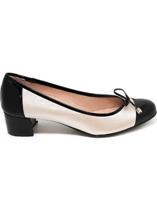Bigshoes MX1627-01/06 Δερμάτινη Γόβα Μαύρη Χρυσή 5cm