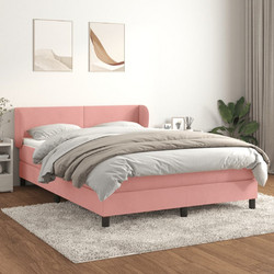 vidaXL Κρεβάτι Boxspring με Στρώμα Ροζ 140x190cm Βελούδινο 3127372