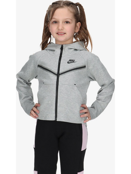 Nike Tech Fleece Παιδική Ζακέτα Fleece με Κουκούλα και Φερμουάρ Γκρι CZ2570-091