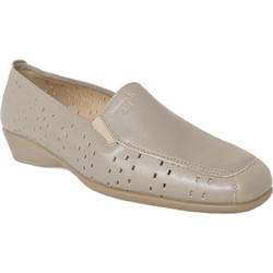 Γυναικεία Δερμάτινα Τρυπητά Boxer Loafers - Μοκασίνια, 52330-17-062 Χρυσό-Μπεζ