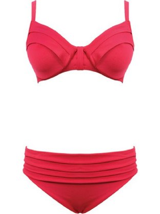 Σετ Γυναικείο μαγιό Bilitis Swimwear - Μαγιό Μπικίνι - Slip - Κόκκινο - Χωρίς Ενίσχυση με Μπανέλα - D cup