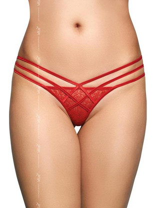 Κόκκινο εσώρουχο - Triple thong with lace Κόκκινο SFT2492-Red