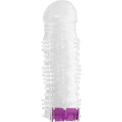 Ohmama Textured Sleeve with Vibrating Bullet Κάλυμμα Επιμήκυνσης Πέους με Δόνηση 13cm Clear