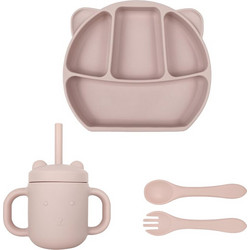BabyCloud Βρεφικό Σετ Φαγητού Σιλικόνης Light Pink 4τμχ