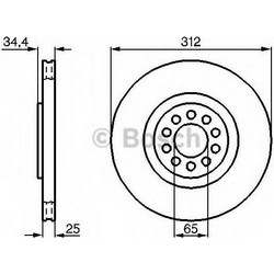Bosch Σετ Δισκόπλακες Εμπρός 2τμχ για Audi A3 / TT - Seat Ibiza / Leon - Skoda Octavia - Volkswagen Beetle / Bora / Golf / PoloΚ