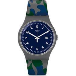 Swatch Camougreen Ανδρικό Ρολόι με Παραλλαγής Καουτσούκ Λουράκι SUOM400