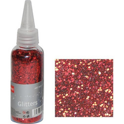 Glitter νιφάδες 1/24'' σε μπουκάλι κόκκινη 30γρ. (Σετ 1τεμ)