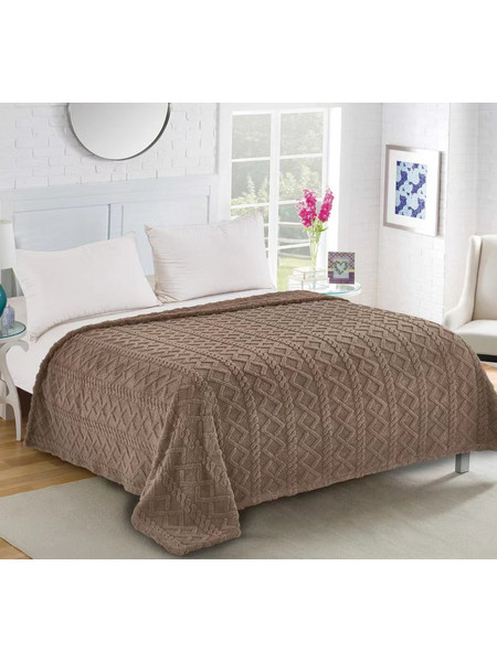Fleece knitted (160cm x 220cm) σοκολά SilkFashion