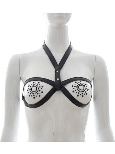Mini leather strap Bra (without nipple covers)