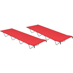vidaXL Κρεβάτια Κάμπινγκ 2τεμ Κόκκινα 180x60x19εκ Ύφασ. Oxford/Ατσάλι 312485