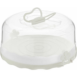 Τουρτιέρα Στρόγγυλη Πλαστική Λευκή Caramel Cake Dome 24x24x13.3cm Qlux - L-00501-3