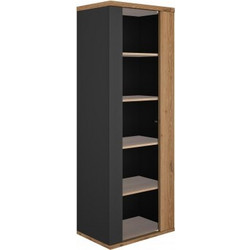 Otello βιτρίνα με μία πόρτα 64x45x178εκ. Helvezia Oak / Μαύρο