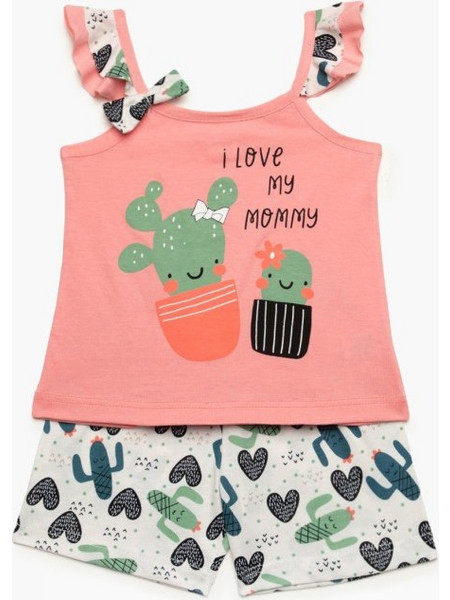 Πυτζάμα Βρεφική Καλοκαιρινή Minerva Cactus-Giraffe Light Coral No 2 61932-652