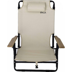 Πτυσσόμενη Καρέκλα Παραλίας Αλουμινίου INCA Ασπρο/Μπεζ με Ανάκλιση 5 θέσεων
