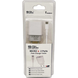 SQL micro USB Cable & 2x USB Wall Adapter White D13-S2