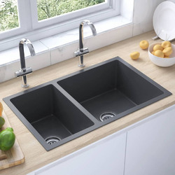vidaXL 51562 Ένθετος Νεροχύτης Inox Αντιστρεφόμενος Μαύρος 71.5x44cm