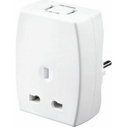 ALTA 70126 Alfaone Travel UK ΣΟΥΚΟ + 2XUSB Λευκός Adaptor