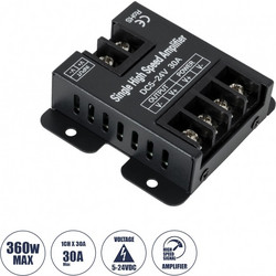 GloboStar 73396 DC Power & Signal High Speed Amplifier Ενισχυτής Ισχύος & Σήματος Υψηλών Ταχυτήτων 1 Καναλιού DC 5-24V 1 x 30A 360W - Max 30A 360W - IP20 - Single Color - Μ6.3 x Π6.7 x Υ2cm