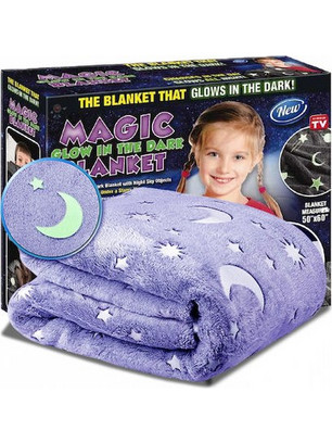 Παιδική Κουβέρτα Fleece που Φωσφορίζει 150x200cm με Λαμπερά Φωσφορίζοντα Σχέδια - Childrens Glow Blanket - Μπλέ