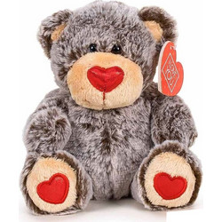 Αρκουδάκι Γκρι Με Ήχο Happy Valentines Λούτρινο 30cm