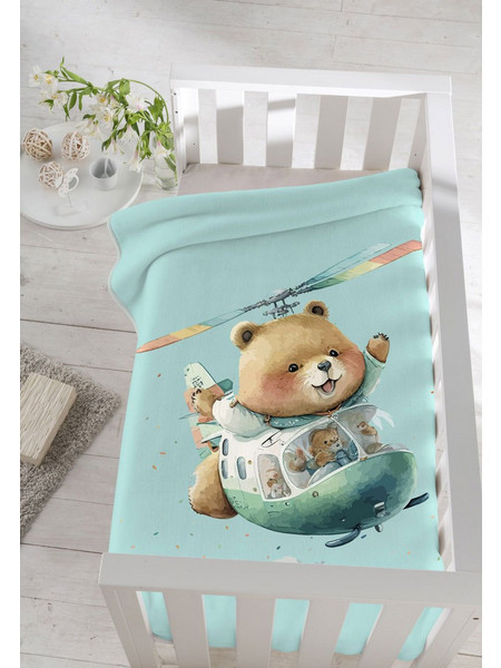Pielsa Baby Travel Bear Κουβέρτα Αγκαλιάς Βελουτέ 80x110 Γαλάζια