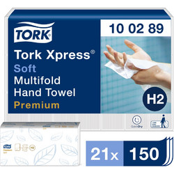 Χειροπετσέτα Λευκή 2φυλλη Z-Fold 25,5x21,2cm 21x150τεμ Tork Xpress(R) Soft 100289