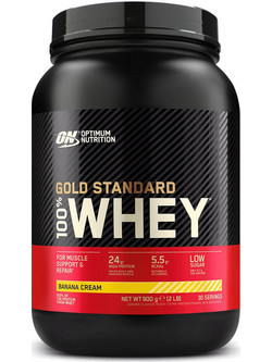 Optimum Nutrition Gold Standard 100% Whey Banana Cream Πρωτεΐνη Ορού Γάλακτος Γράμμωσης 908gr