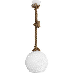 Heronia Lighting Κρεμαστό Φωτιστικό Οροφής με Σχοινί Μονόφωτο E27 Λευκό Φ20cm Silk-01 31-1148