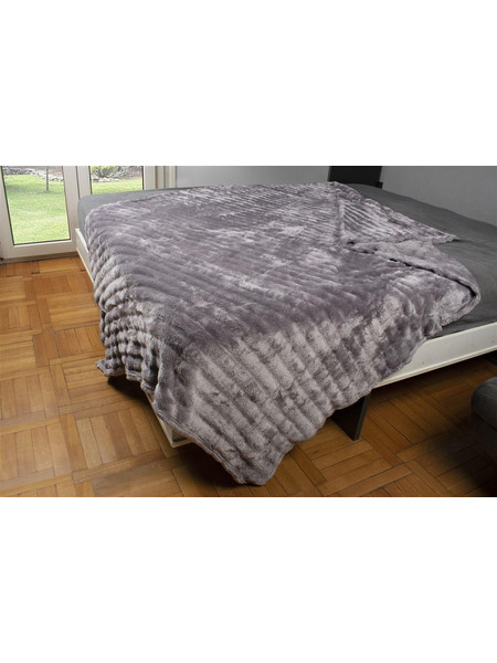 ΚΟΥΒΕΡΤΑ Coral Fleece Ριγέ 220X240 300gsm 16 Grey 100% Polyester