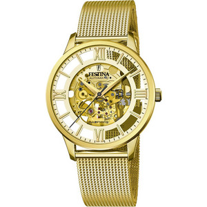 Festina Ανδρικό Ρολόι Αυτόματο με Χρυσό Μεταλλικό Μπρασελέ F20667/1