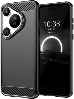 Techsuit Carbon Silicone Back Cover Black (Huawei Pura 70)