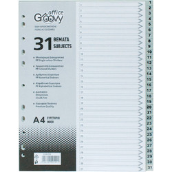 Διαχωριστικά Groovy με Αρίθμηση 1-31 Πλαστικά Γκρί