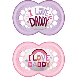 Mam I Love Mummy & Daddy Ανατομική Ορθοδοντική Πιπίλα Σιλικόνης 6-16m Ροζ Μωβ