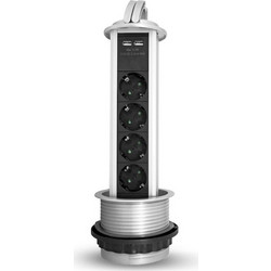 Επιτραπέζιο πολύπριζο Χωνευτό 4 θέσεων, 2x USB Γραφείου-Πάγκου